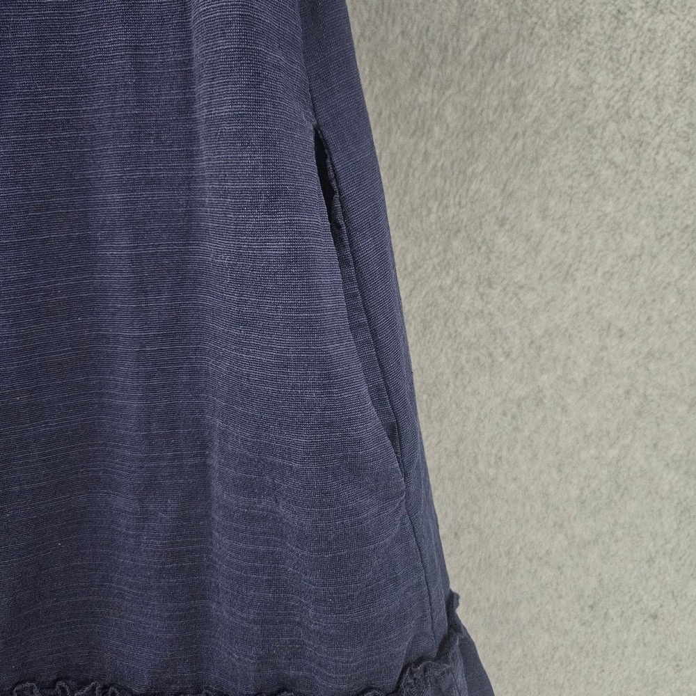 MEROKEETY Ruffle Hem Drop-Waist Shirt Dress Womens Sz M Preppy Boho Minimalist - Picture 6 of 16